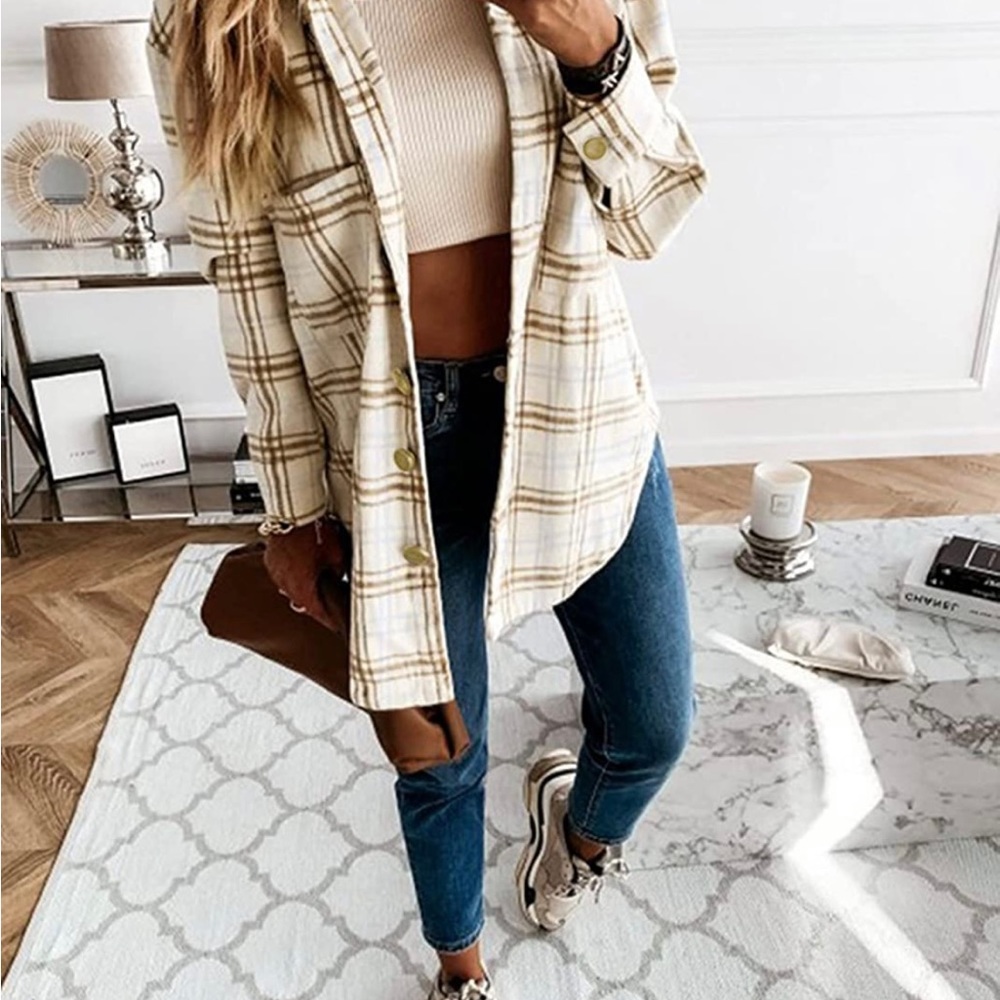 Long Sleeve Button Down Flannel jacket